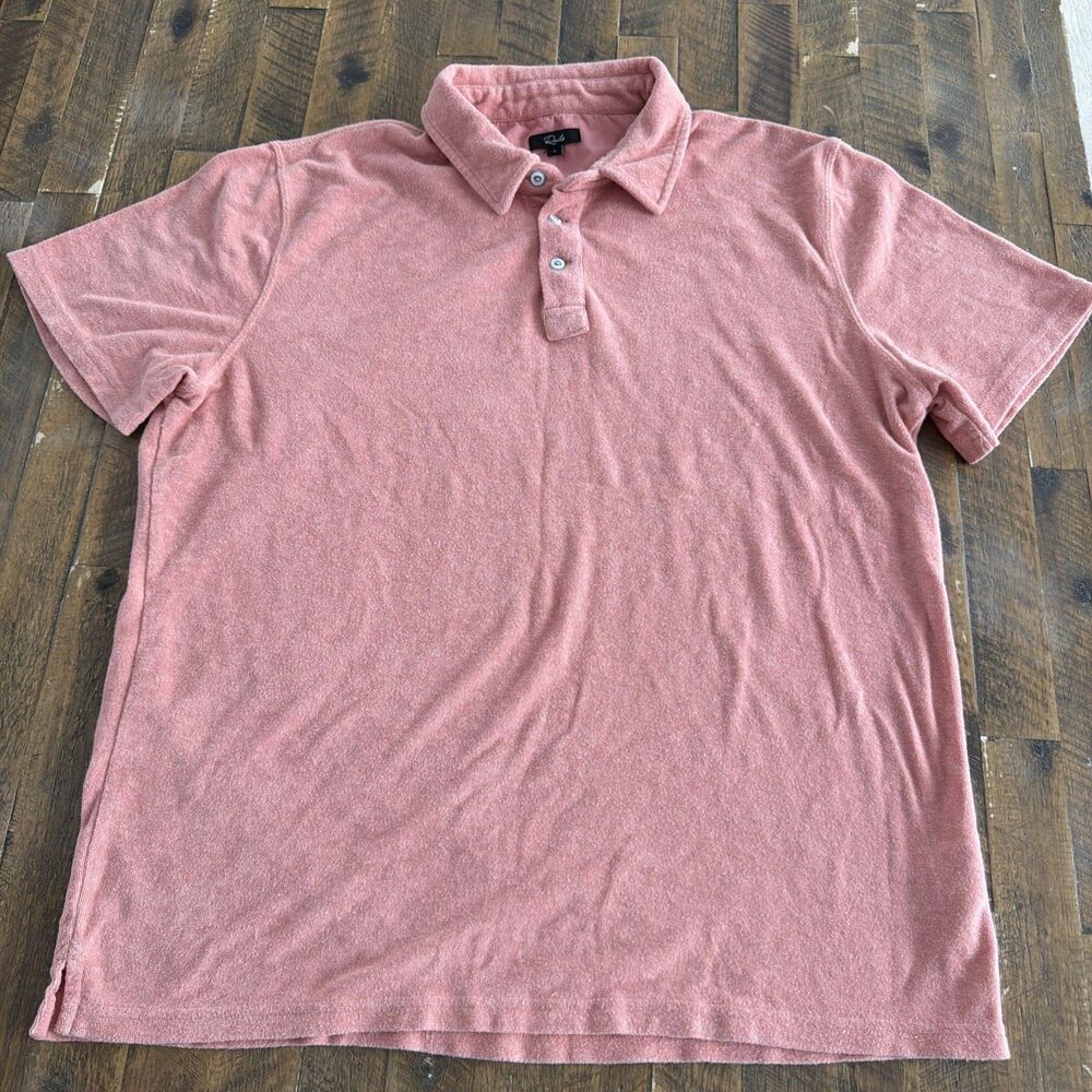Rails Rhen Terry Polo Shirt Peach L SoCal Vintage Coastal Preppy Quiet Luxury